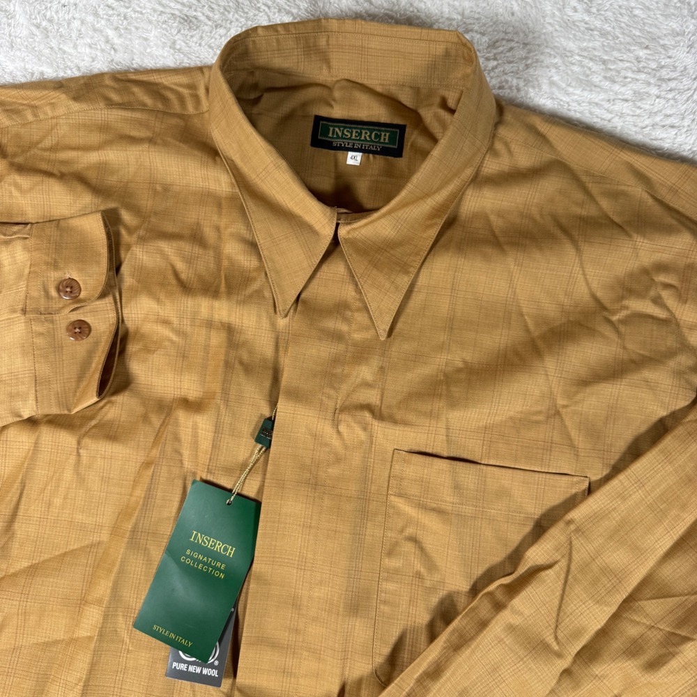 Inserch Signature Collection Mens 4XL Beige Wool L/S Button Up Shirt 40210-26